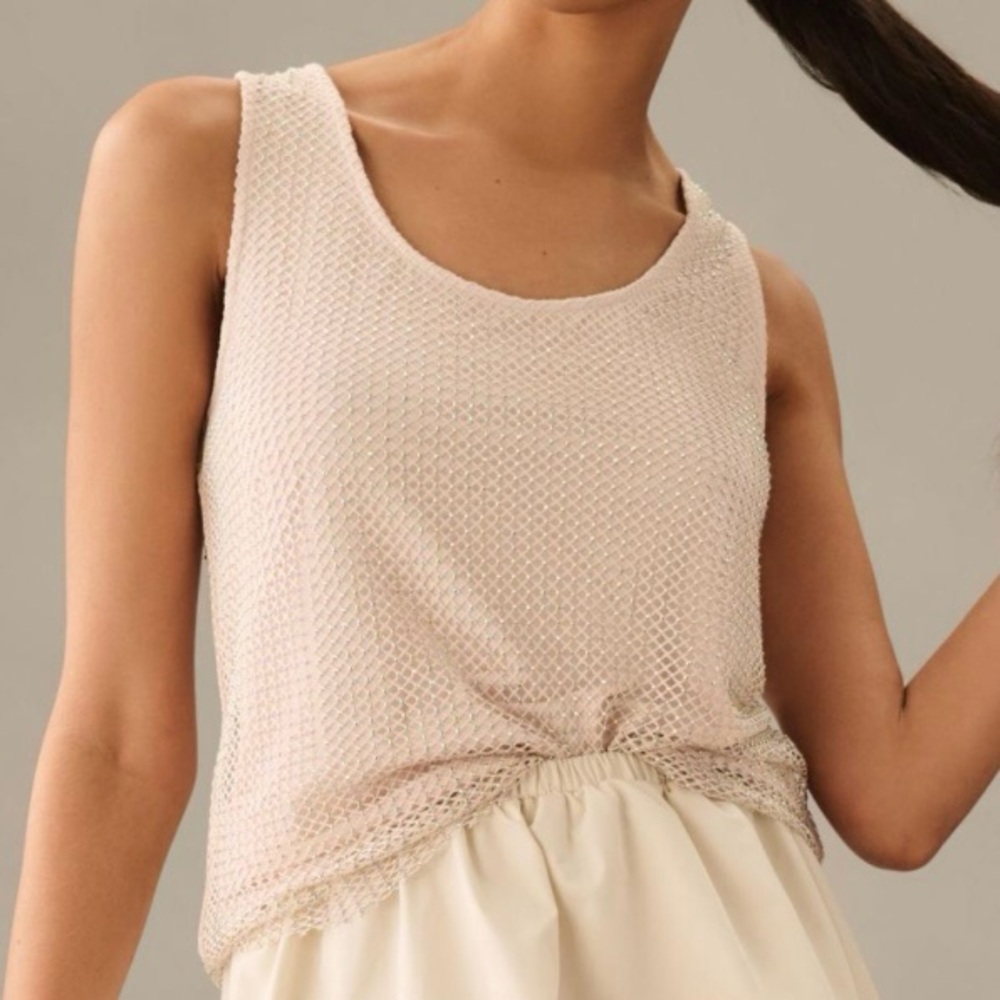 NWT Anthropologie Sunday in Brooklyn Rhinestone Mesh Tank, Small